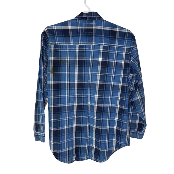 VTG Levi's Shirt Mens Medium Blue Plaid Flannel Metal Button Down Western Cowboy - Picture 2 of 12